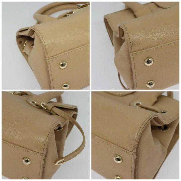 Jimmy Choo Hand Bag Leather Beige Gold Auth bs28764 - Picture 14 of 16